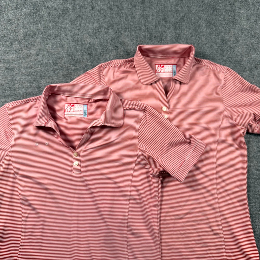 Oobe Polo Shirt Womens Small Red Striped Chick-fil-A Hydrochill Performance Top